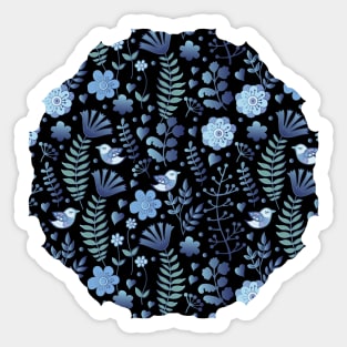 Vintage floral pattern on a black background Sticker